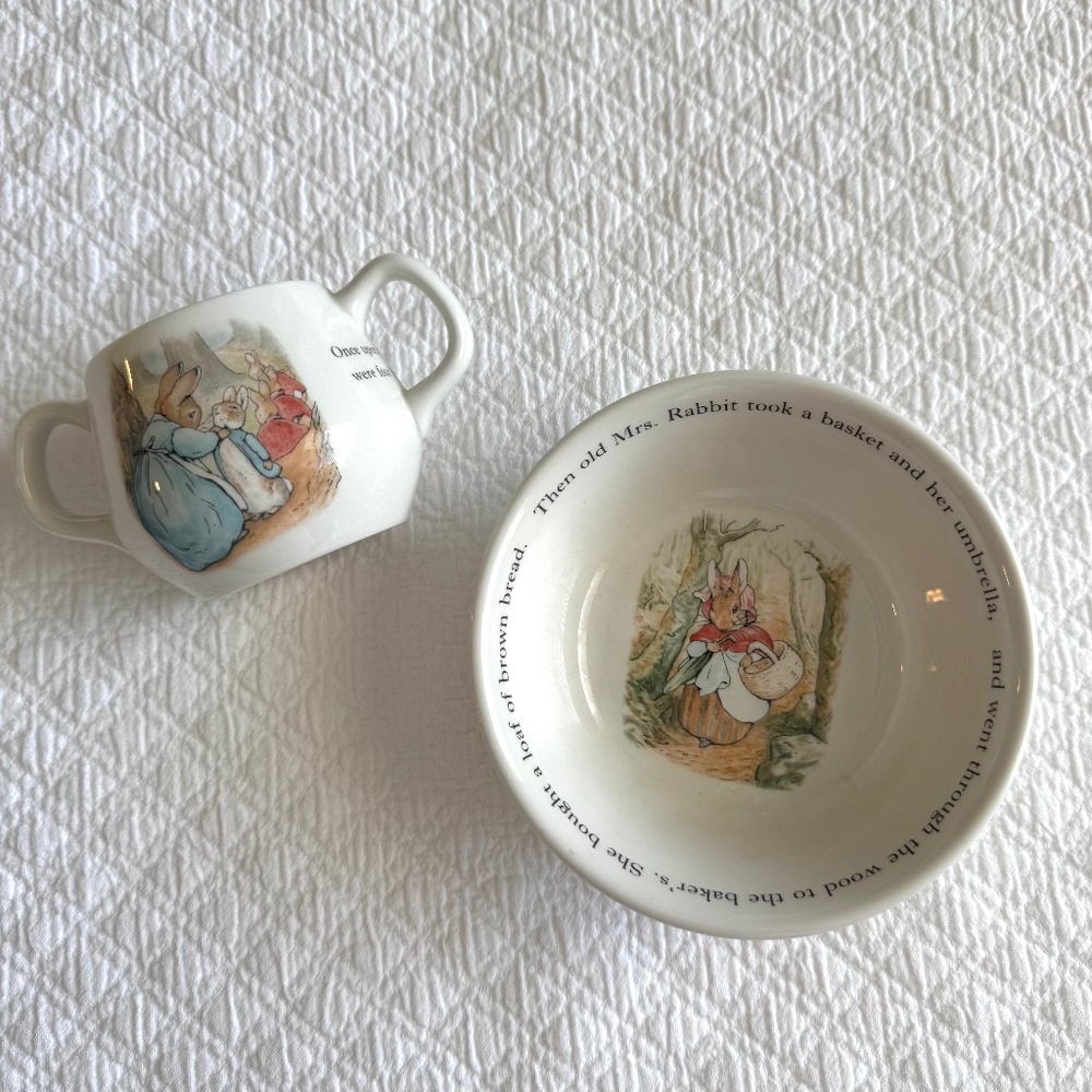 Wedgwood child's Peter Rabbit china bowl and cup set